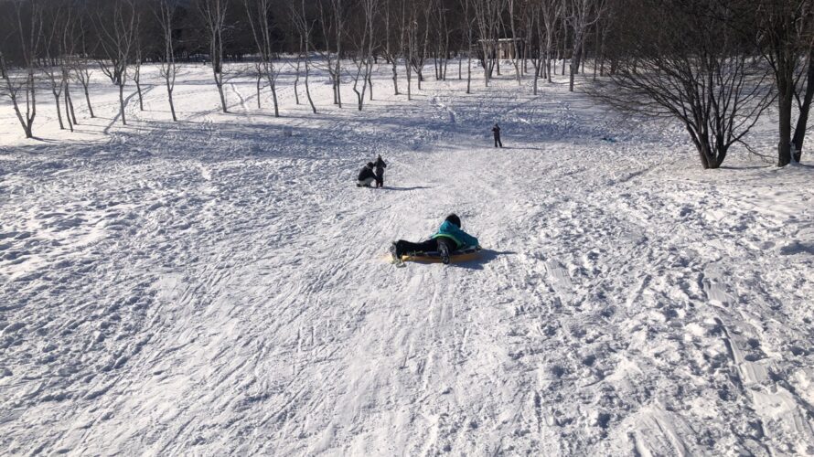 お正月に真駒内公園でスキーの練習と雪あそびに行ってみた