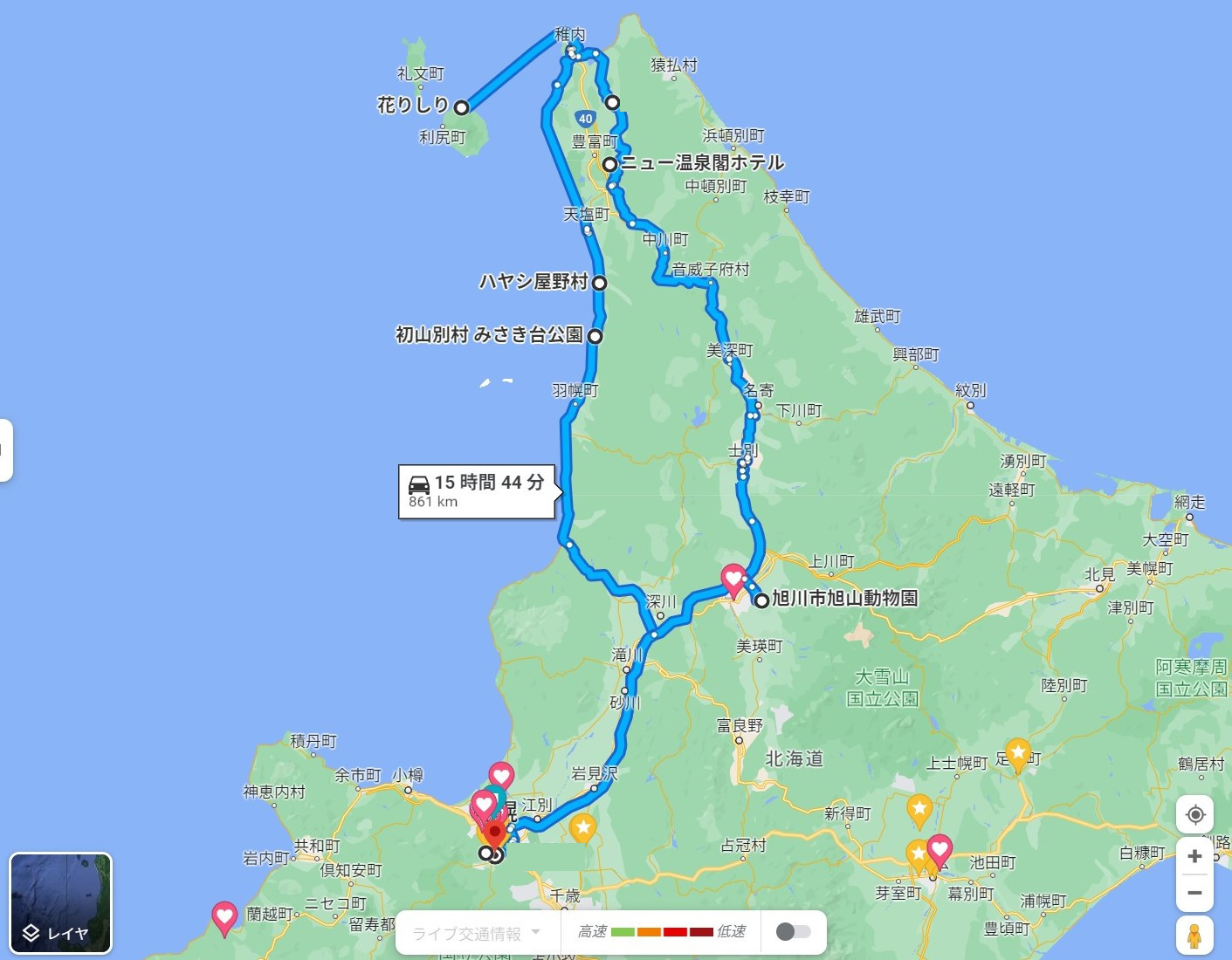 2023年８月道東の旅_工程地図