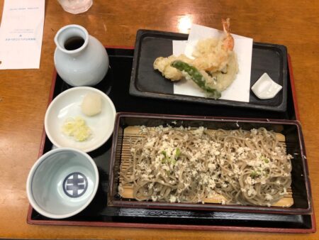 酒とそば_まるき_山わさびせいろ_天ぷらセット