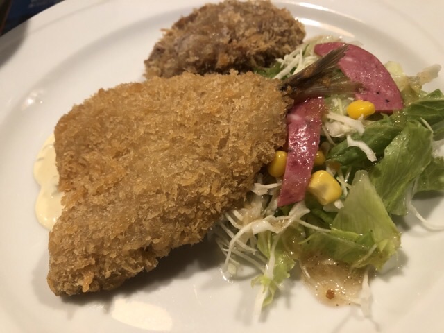 手作りメンチカツ アジフライのアップ