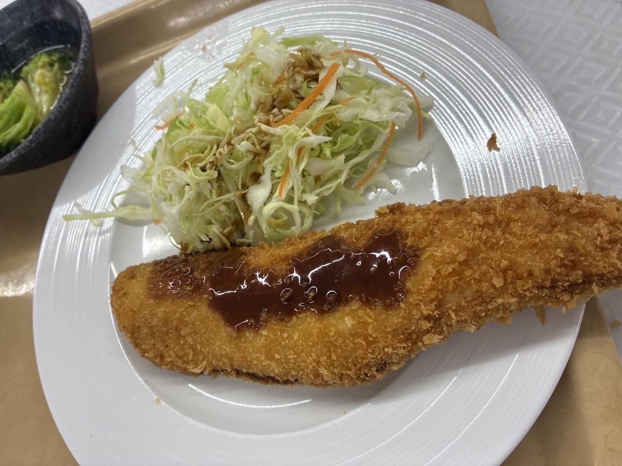 北海道庁地下食堂のBランチのホッケフライ定食のホッケフライのアップ